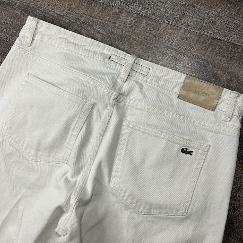 Lacoste Mens White Straight Fit Denim Jeans 100% Cotton W38 L32 5 Pocket EUC